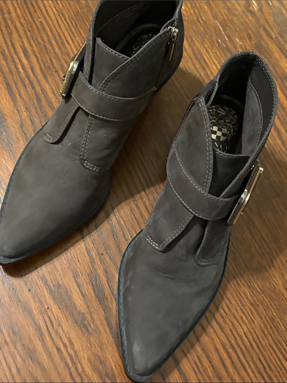 Vince Camuto Men's Dark Gray Pointed Chukka Boots with Buckle